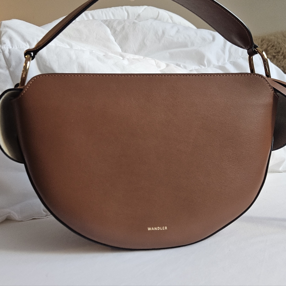 Wandler Yara Brown Leather Half-Moon Crossbody Bag
